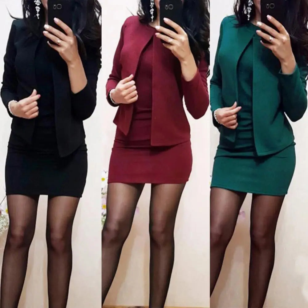 Sleeveless Bodycon Dress & Blazer Two Piece Set | Wovetsa