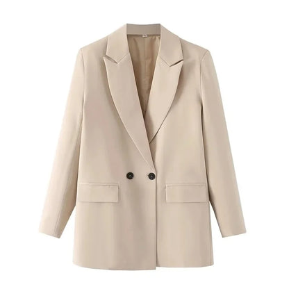 Double Breasted Notch Lapel Office Blazer | Wovetsa