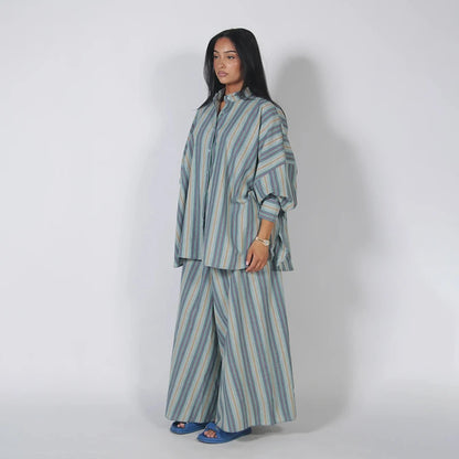 Lapel Shirt & Wide-Leg Pant Set | Wovetsa