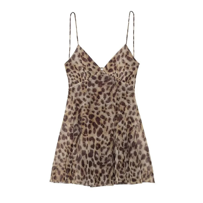 Leopard Print Backless Mini Dress | Wovetsa