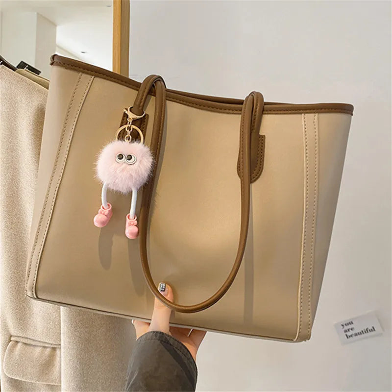 Korean PU Leather Shoulder Tote | Wovetsa