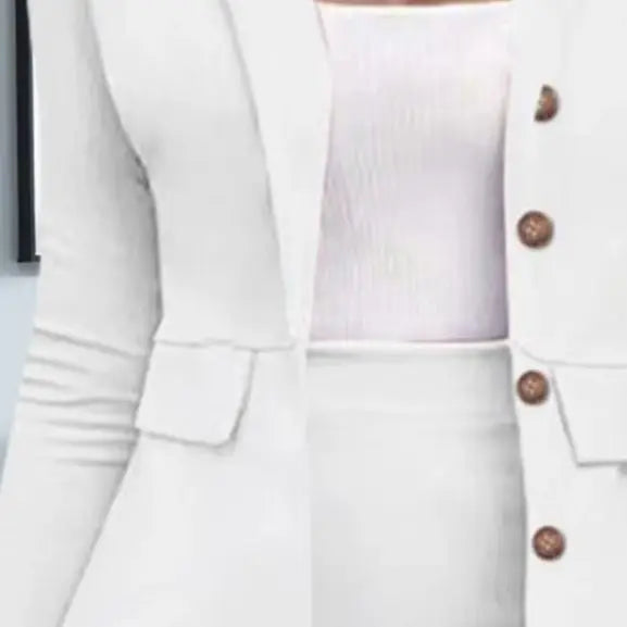 Women's Business Skirt Suit Set Long Sleeve Blazer Jacket And Pencil Skirt Set Casual Office Work 2 Piece Outfits