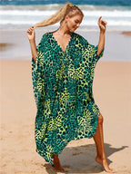 Animal Print Kaftan Beach Cover-Up Dress | Wovetsa