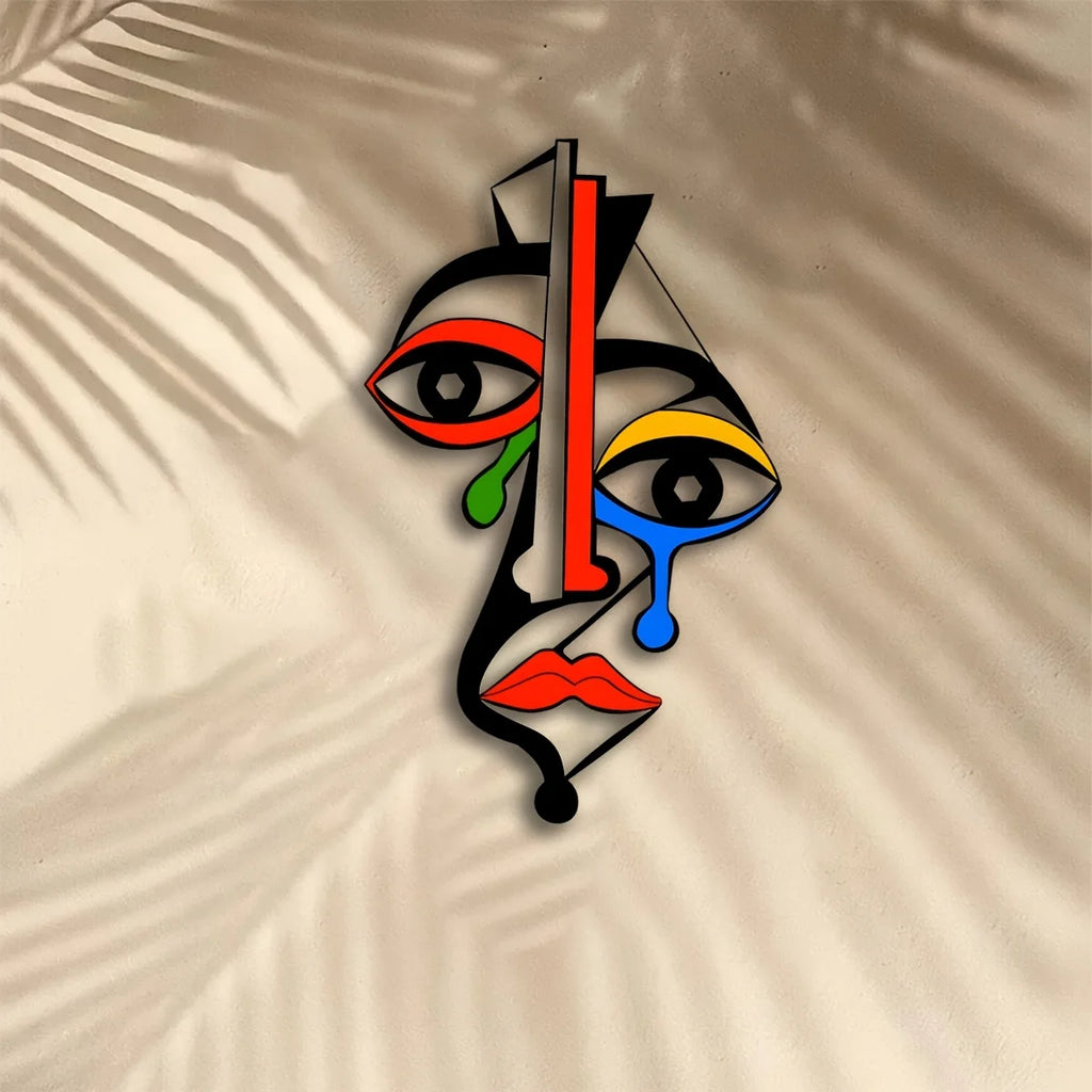 Cubist Face Metal Wall Art | Wovetsa