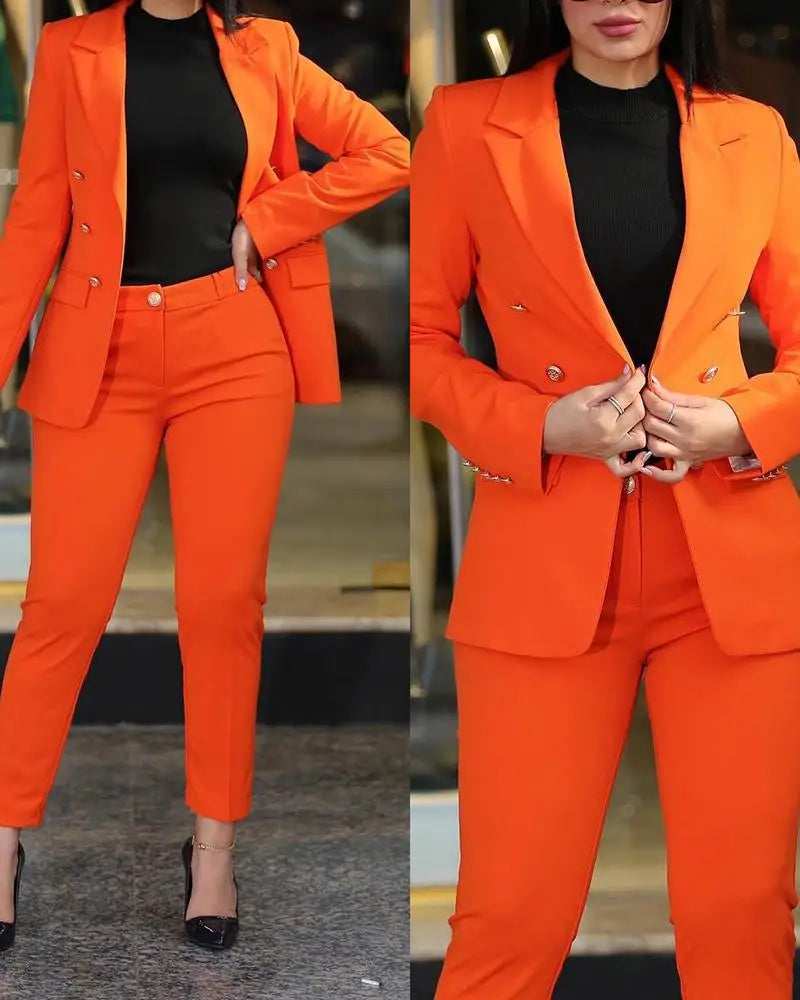 Slim Fit Blazer & Straight Leg Pants Two Piece Suit | Wovetsa