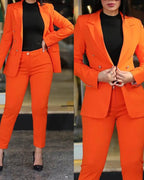 Slim Fit Blazer & Straight Leg Pants Two Piece Suit | Wovetsa