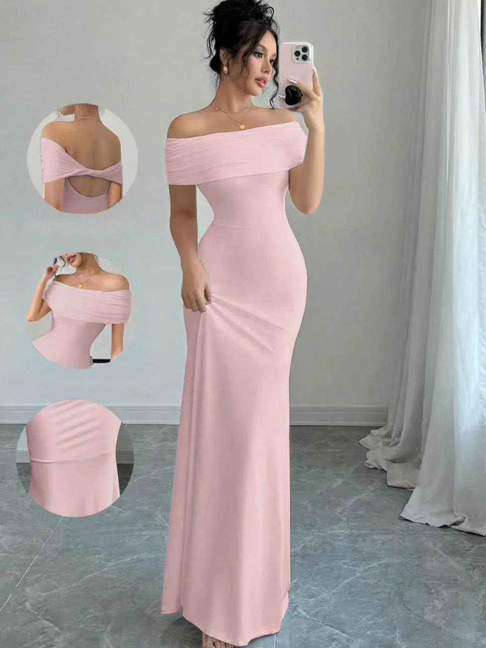 Off-Shoulder Sleeveless Bodycon Midi Dress | Wovetsa