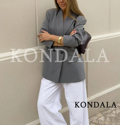 Double Breasted Notched Lapel Blazer | Wovetsa