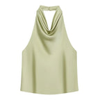 Satin Halter Backless Camisole Top | Wovetsa