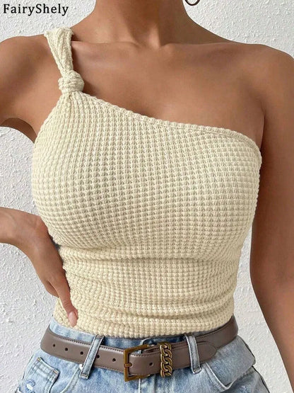 One-Shoulder Bodycon Crop Top | Wovetsa