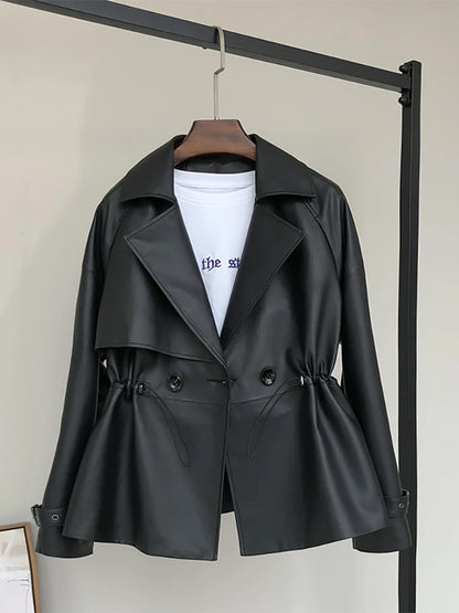 Short Black Faux Leather Jacket | Wovetsa