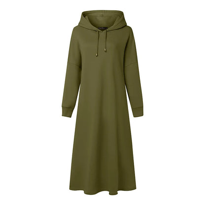 Plus Size 5XL ZANZEA Women Fashion Sweatshirt Dresses Autumn Long Sleeve Hooded Robe Solid Casual Loose Pockets Long Vestidos