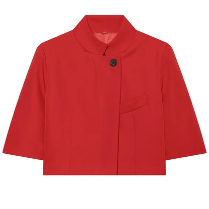 Asymmetric Crop Blazer Short Sleeve | Wovetsa