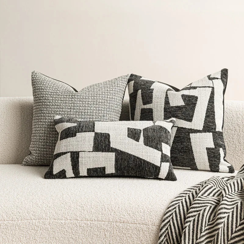 Black & White Jacquard Cushion Cover | Wovetsa