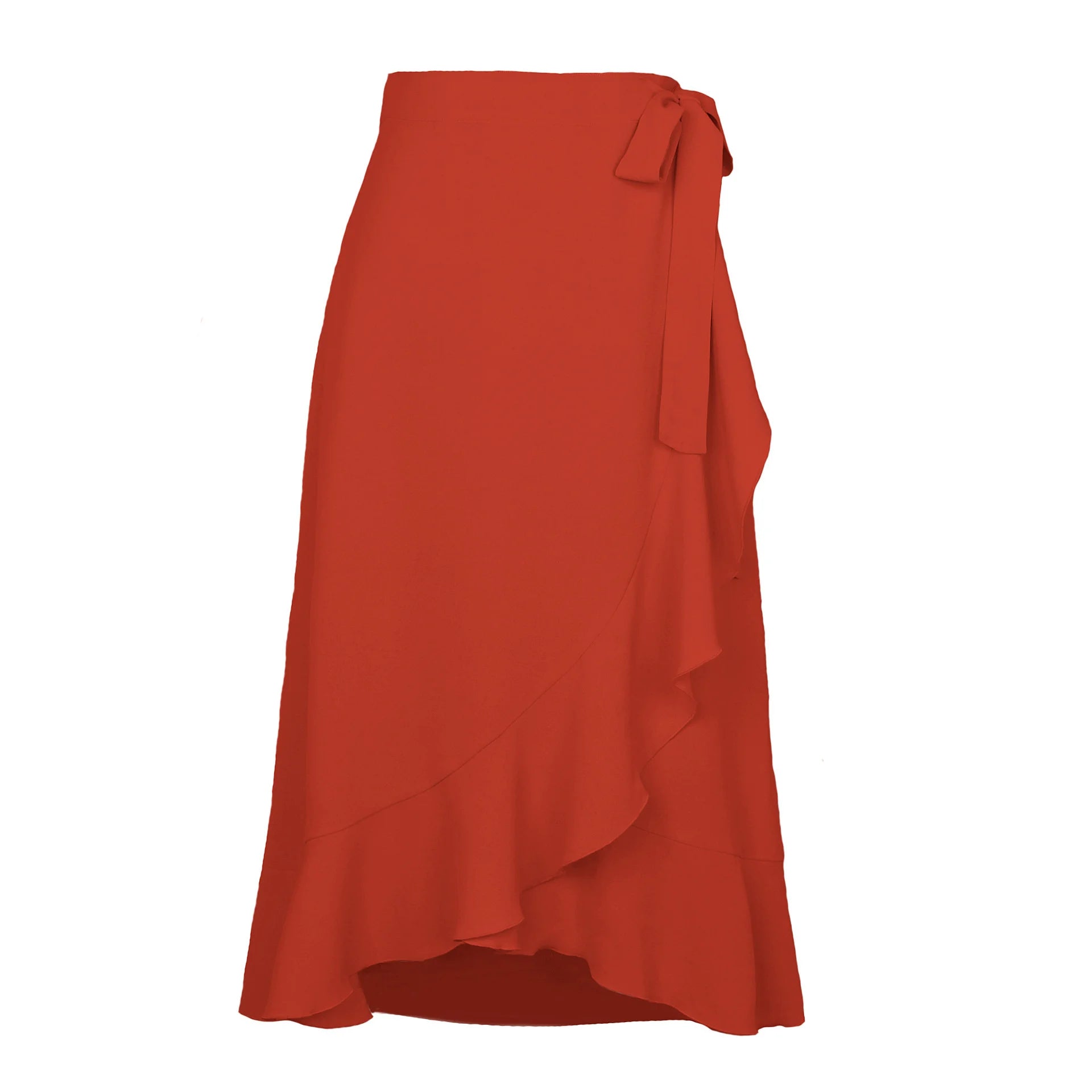 Lace-Up Ruffle Chiffon Bodycon Midi Skirt | Wovetsa