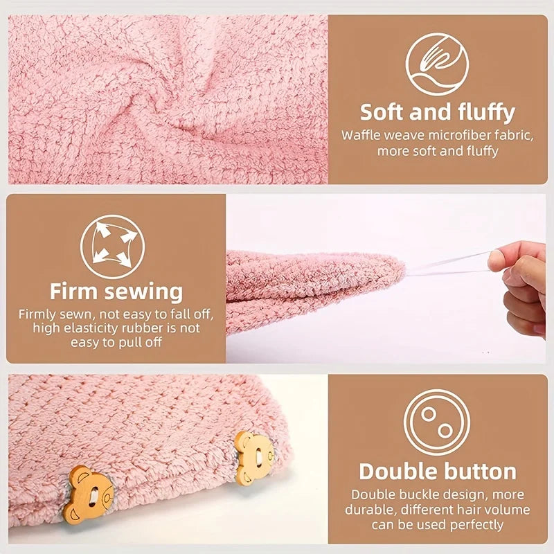 Microfiber Hair Towel Wrap Absorbent Button-Down | Wovetsa