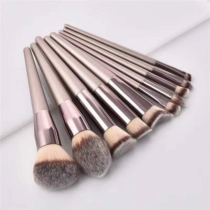 10-Piece Champagne Gold Makeup Brush Set | Wovetsa