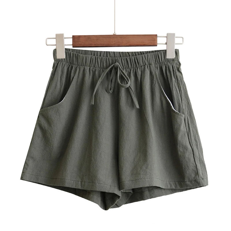 High Waist Cotton Linen Shorts | Wovetsa