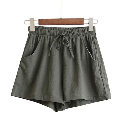 High Waist Cotton Linen Shorts | Wovetsa
