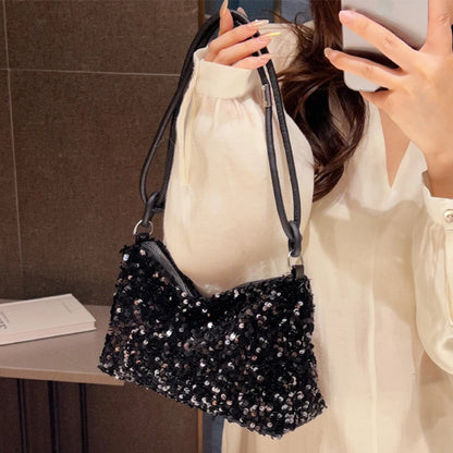 Sequin Embellished Evening Shoulder Bag | Wovetsa
