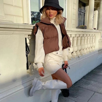 Women's Short Cotton Down Vest | Wovetsa