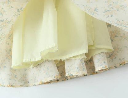 Women's Yellow Floral Halter Mini Dress – Elegant Summer Fit & Flare Style