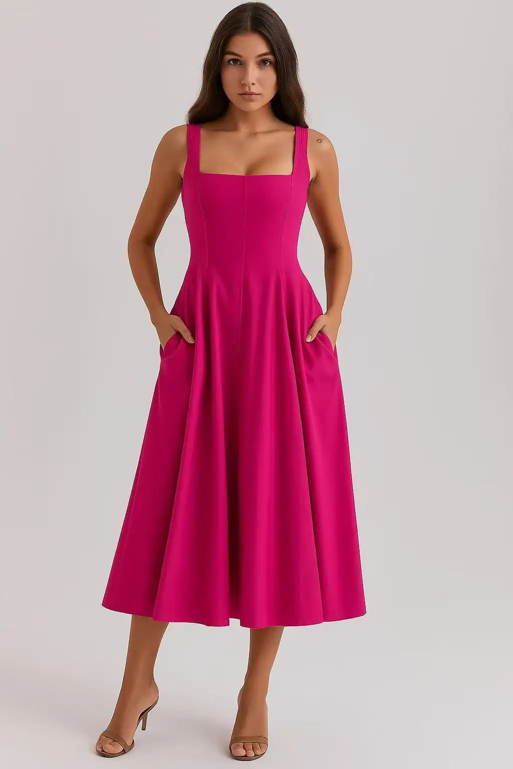 Floral Corset Midi Sun Dress | Wovetsa