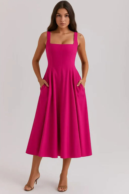 Floral Corset Midi Sun Dress | Wovetsa
