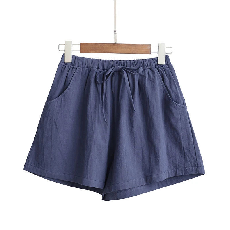 High Waist Cotton Linen Shorts | Wovetsa