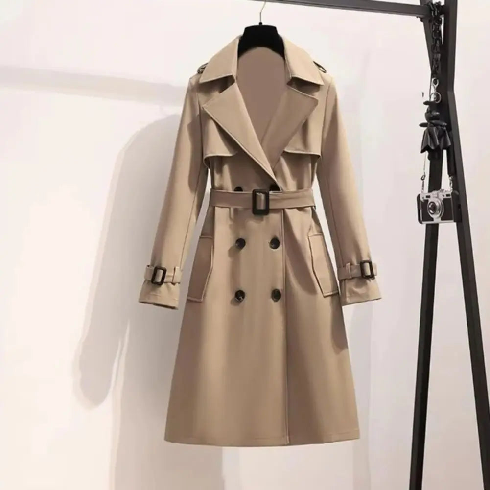 Women's Double-Breasted Long Trench Coat | Wovetsa