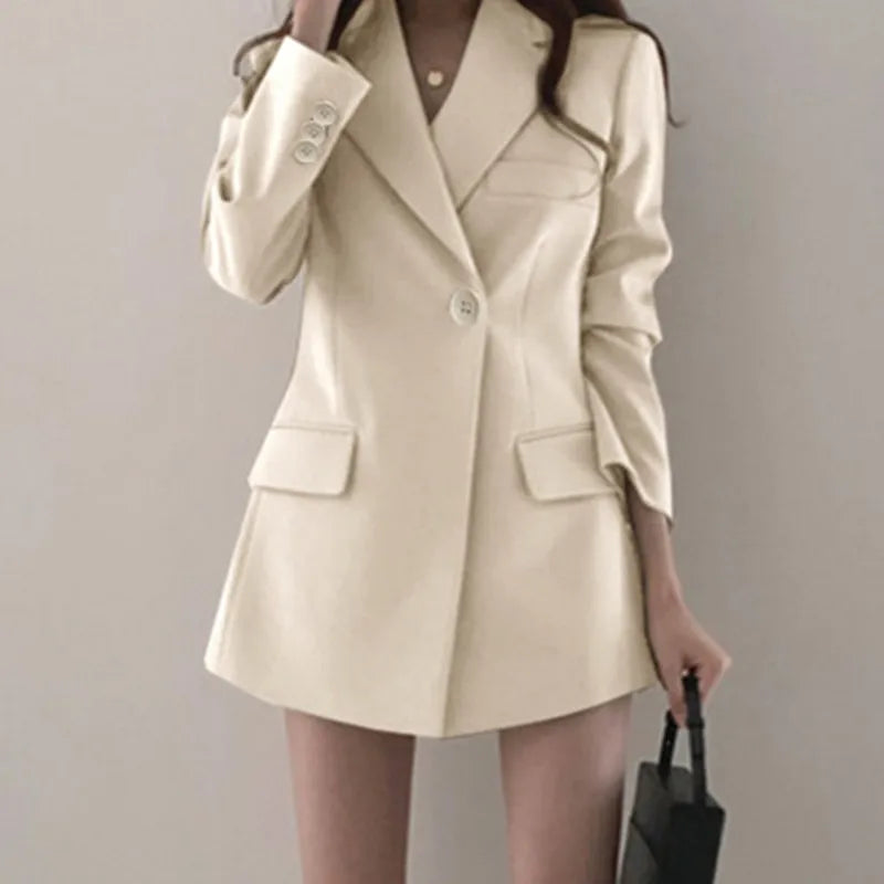 Casual Long Sleeve Suit Jacket Blazer Office Lady Spring Autumn Fashion Elegant Solid Outerwear Coat For Women 2023 Female