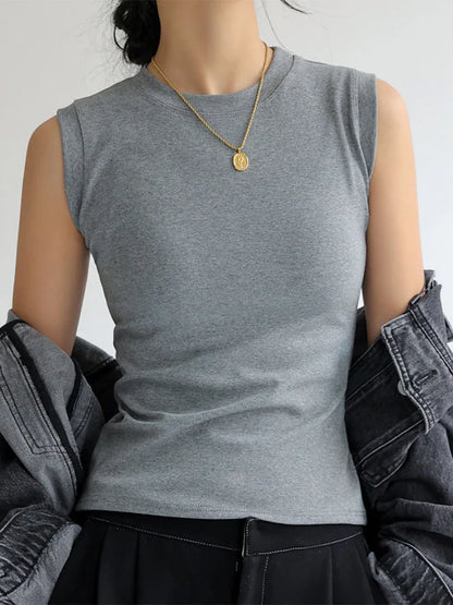 Round Neck Basic Camisole Vest Top | Wovetsa