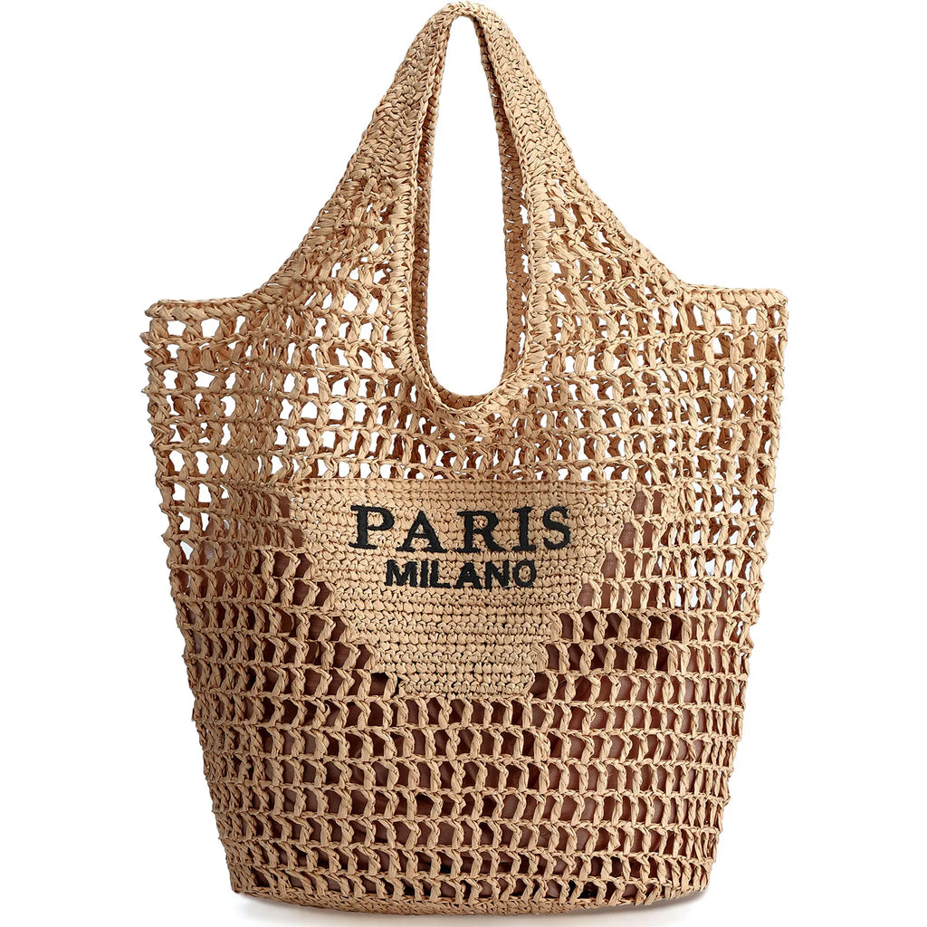 Handwoven Straw Beach Tote | Wovetsa