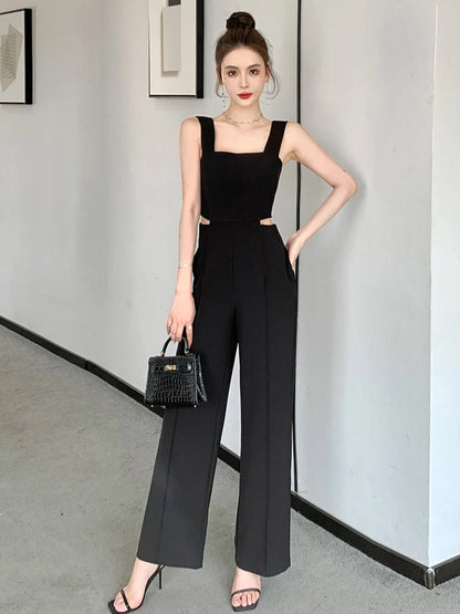 Backless Hollow-Out Wide Leg Jumpsuit | Wovetsa