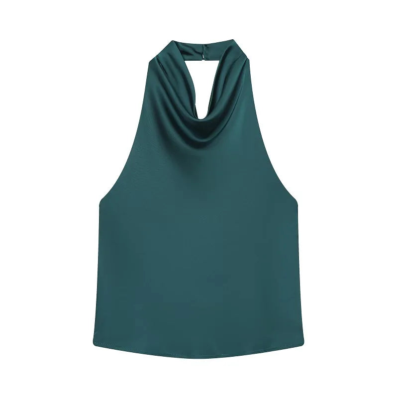 Satin Halter Backless Camisole Top | Wovetsa