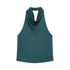 Satin Halter Backless Camisole Top | Wovetsa