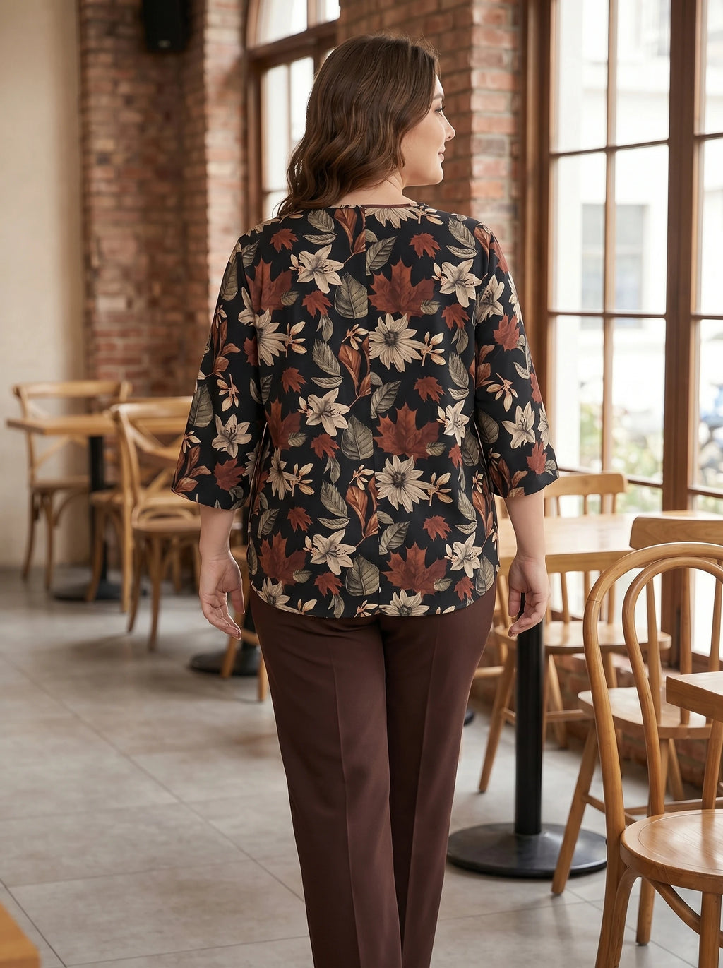 Plus Size Floral Print V-Neck Tunic Blouse | Wovetsa