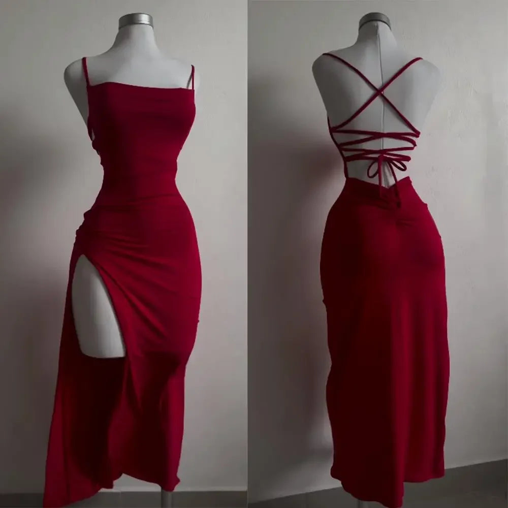 Halter Strap Bodycon Midi Dress | Wovetsa