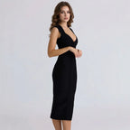 Striped Bandage Knit Midi Dress | Wovetsa