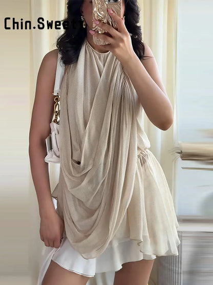Pleated Halter Vest Top | Wovetsa