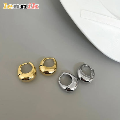 3D Oval Metal Stud Earrings | Wovetsa