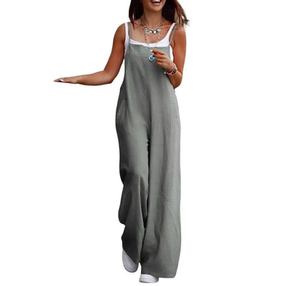 Backless Spaghetti Strap Wide-Leg Jumpsuit | Wovetsa