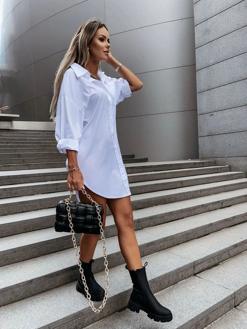 Button-Front Shirt Dress | Wovetsa