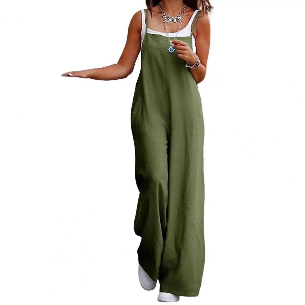 Backless Spaghetti Strap Wide-Leg Jumpsuit | Wovetsa