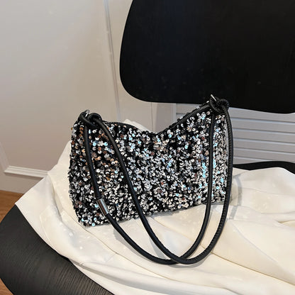 Sequin Embellished Evening Shoulder Bag | Wovetsa