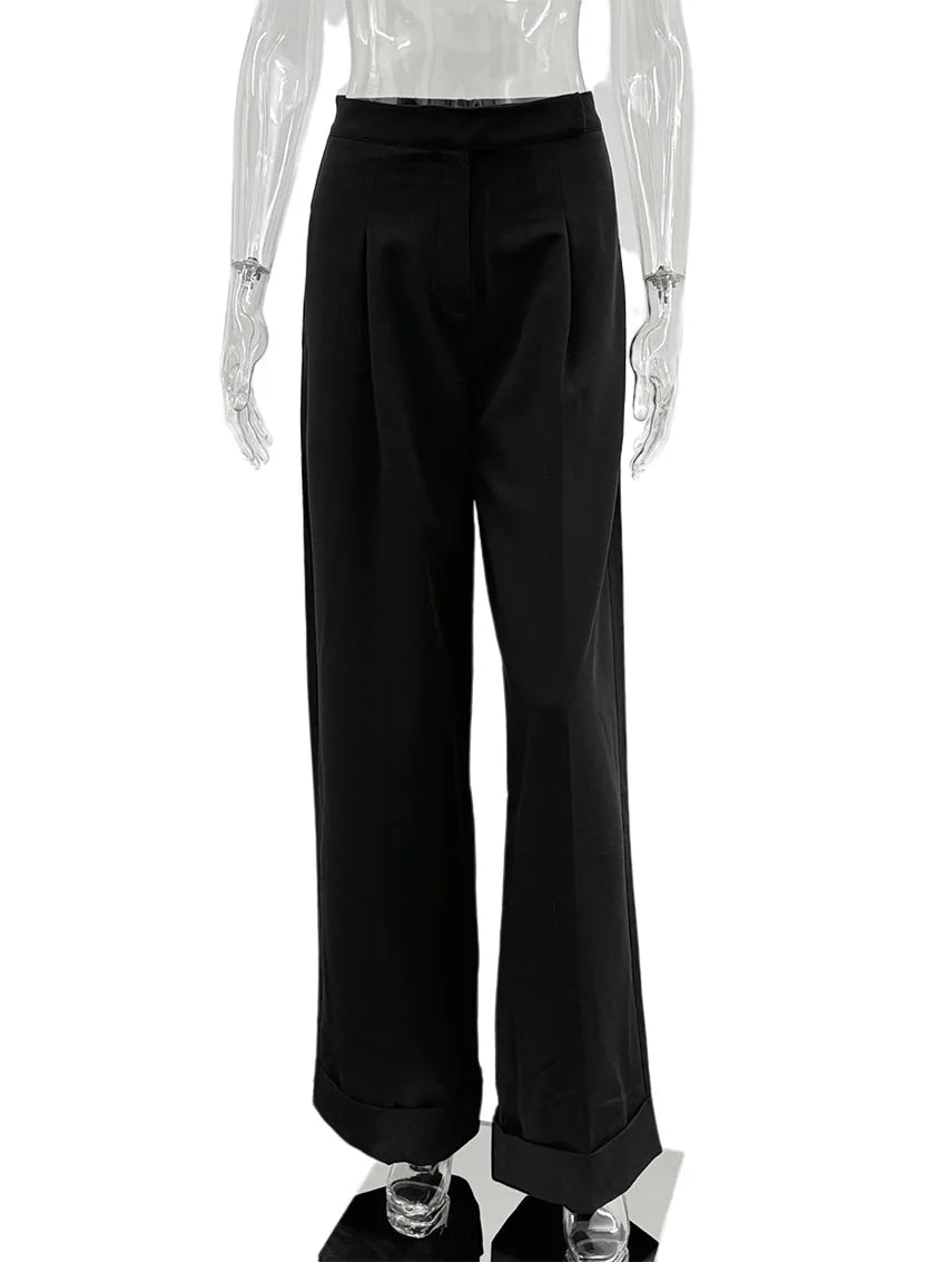 High-Waist Wide-Leg Office Trousers | Wovetsa