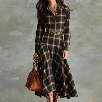 V-Neck Print Long Sleeve Maxi Dress | Wovetsa