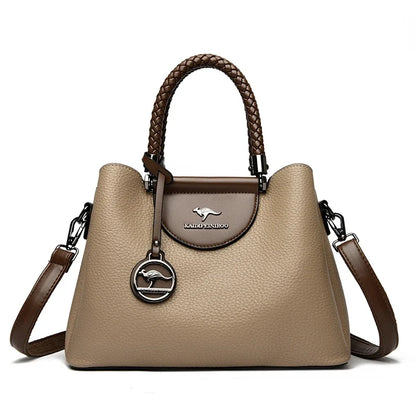 3-Layer PU Leather Tote Shoulder Bag | Wovetsa