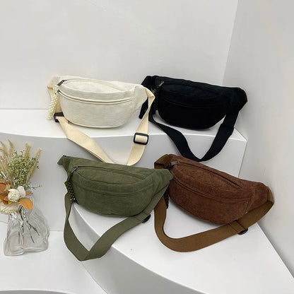 Corduroy Fanny Pack Crossbody Waist Bag | Wovetsa
