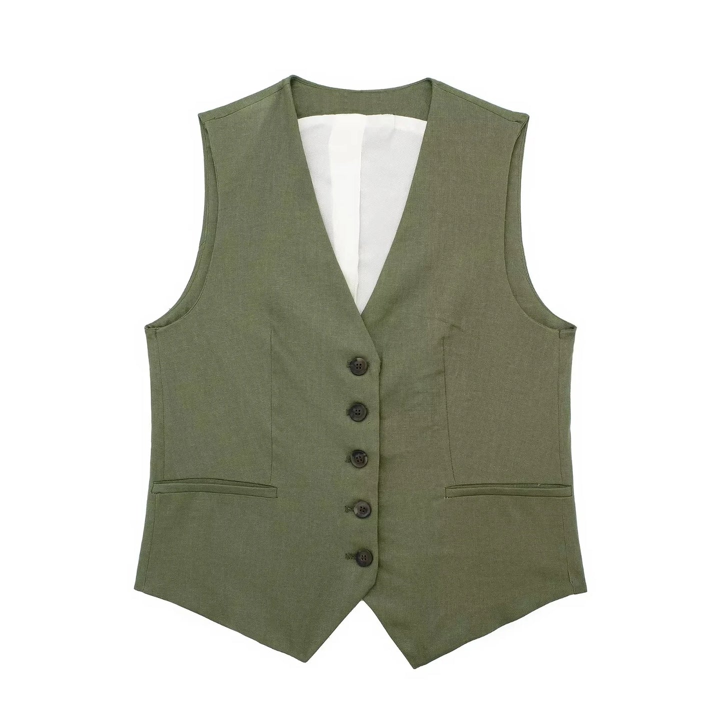 Women's Green Summer Two Piece Set | Relaxed Elegant Vest and Shorts Outfit